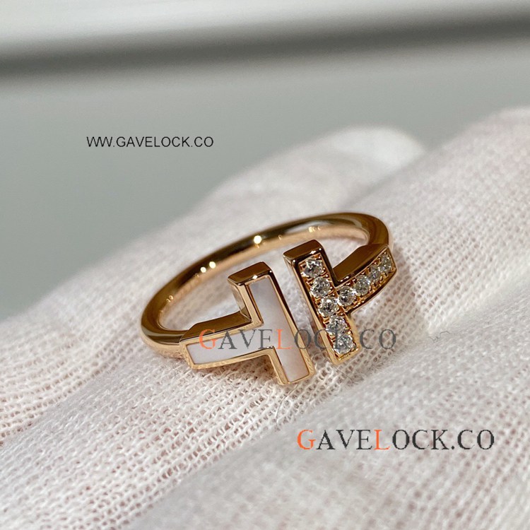 Tiff@ny T Wire Ring Rose Gold with diamond